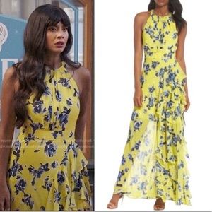 Eliza J Halter Ruffle 💃🏻 Maxi Dress